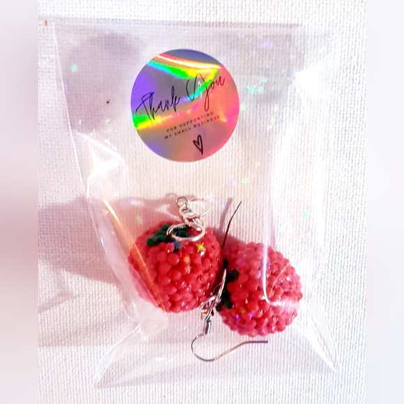 TomatEARS Earrings Beaded Tomato Handmade Jewelry Hand Crafted - Picture 9 of 11